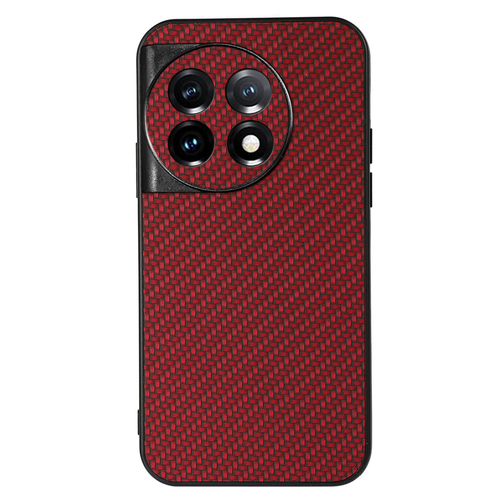 For OnePlus 11 5G Carbon Fiber Texture Phone Case Anti-drop PU Leather Coated TPU Cover