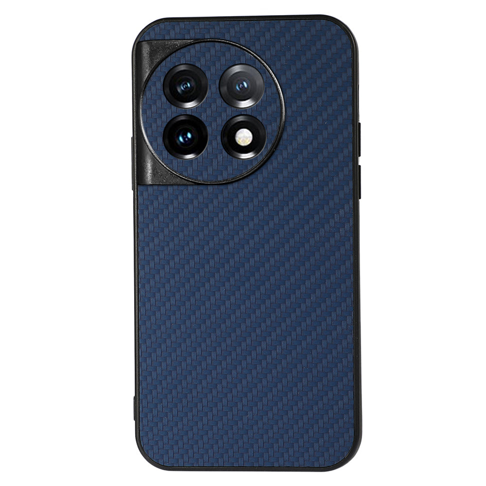 For OnePlus 11 5G Carbon Fiber Texture Phone Case Anti-drop PU Leather Coated TPU Cover