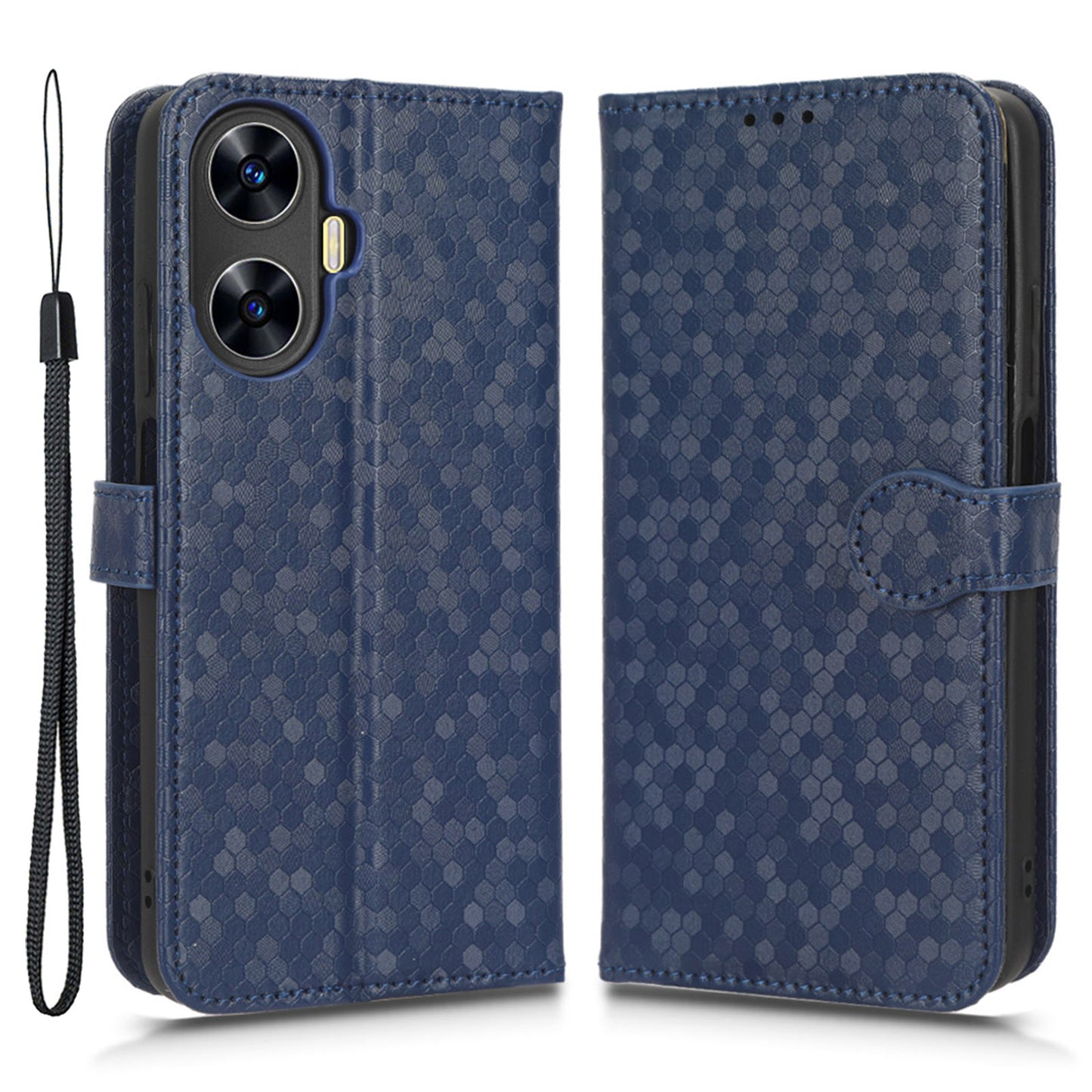 For Realme C55 Dot Pattern Imprinted Phone Stand Case PU Leather Wallet Phone Cover
