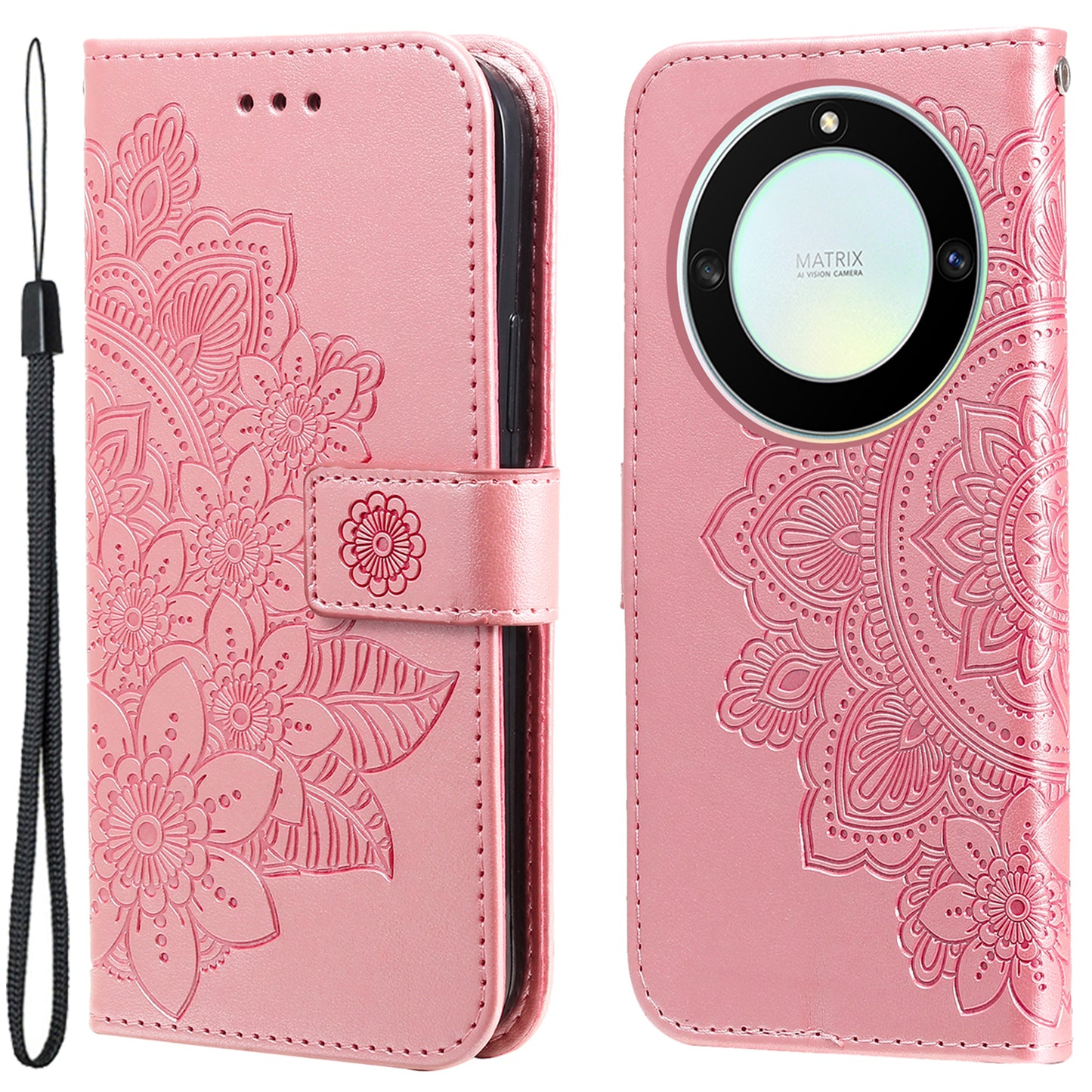 For Honor X40 5G / X9a 5G / Magic5 Lite 5G Flip Stand Cover Flower Imprinting Leather Wallet Case
