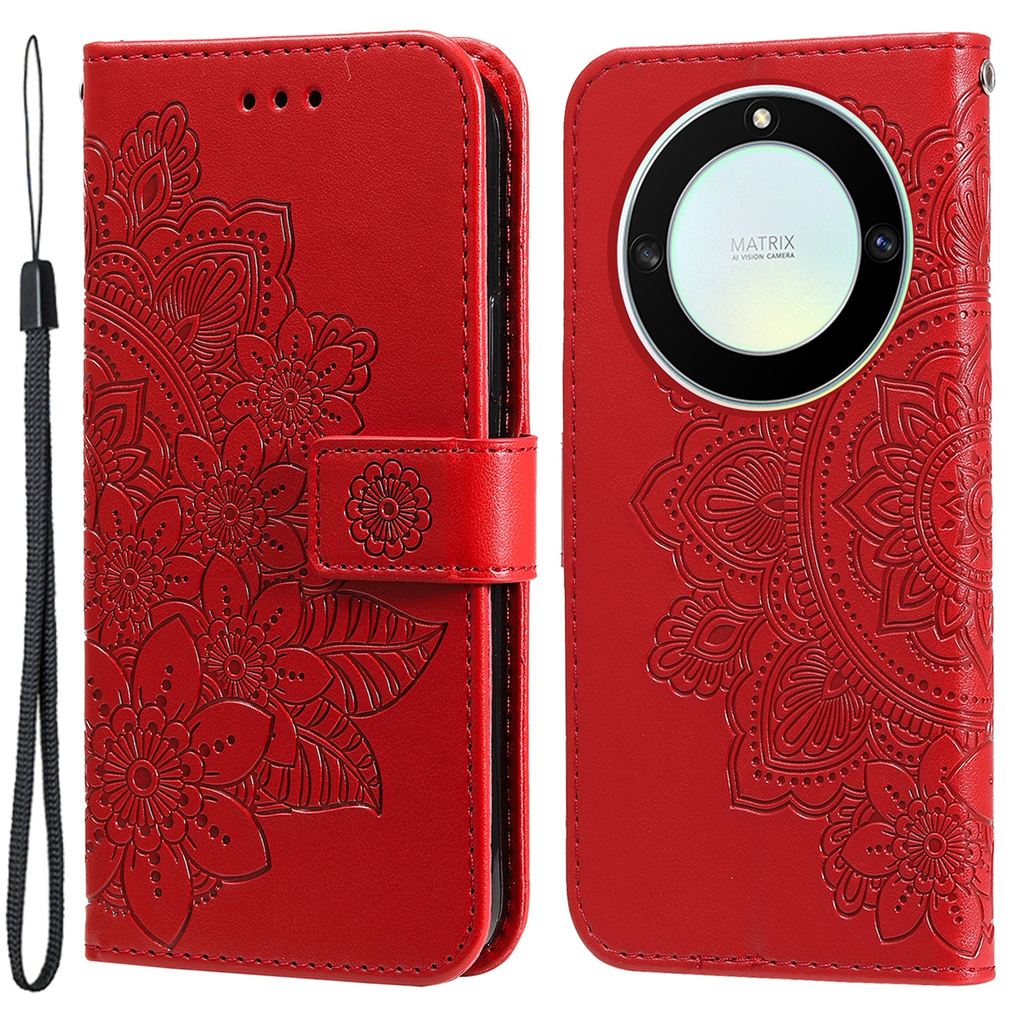 For Honor X40 5G / X9a 5G / Magic5 Lite 5G Flip Stand Cover Flower Imprinting Leather Wallet Case