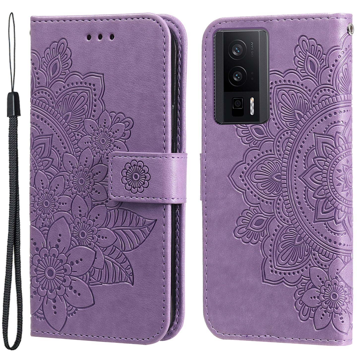 For Xiaomi Poco F5 Pro 5G / Redmi K60 Pro 5G / K60 5G Imprinting Leather Stand Wallet Case Anti-Dust Flower Phone Cover