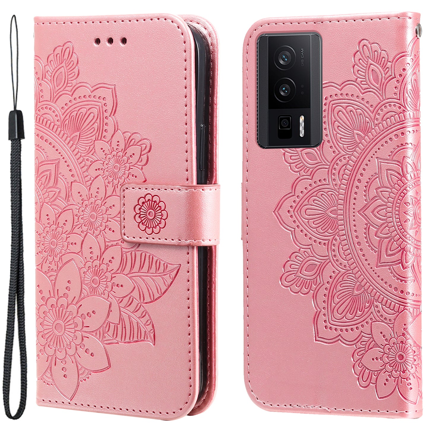 For Xiaomi Poco F5 Pro 5G / Redmi K60 Pro 5G / K60 5G Imprinting Leather Stand Wallet Case Anti-Dust Flower Phone Cover