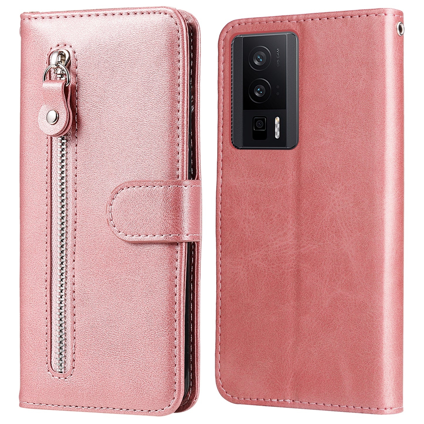 For Xiaomi Poco F5 Pro 5G / Redmi K60 Pro 5G / K60 5G Zipper Pocket Phone Case Calf Texture PU Leather Stand Wallet Cover