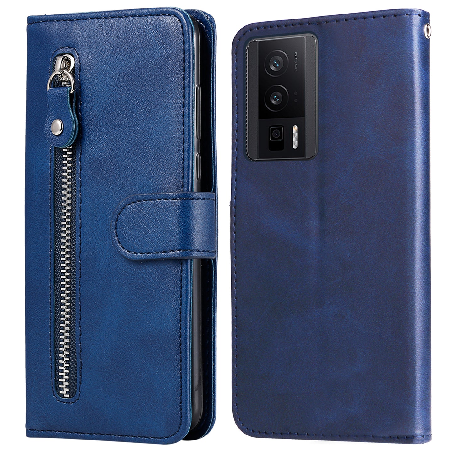 For Xiaomi Poco F5 Pro 5G / Redmi K60 Pro 5G / K60 5G Zipper Pocket Phone Case Calf Texture PU Leather Stand Wallet Cover
