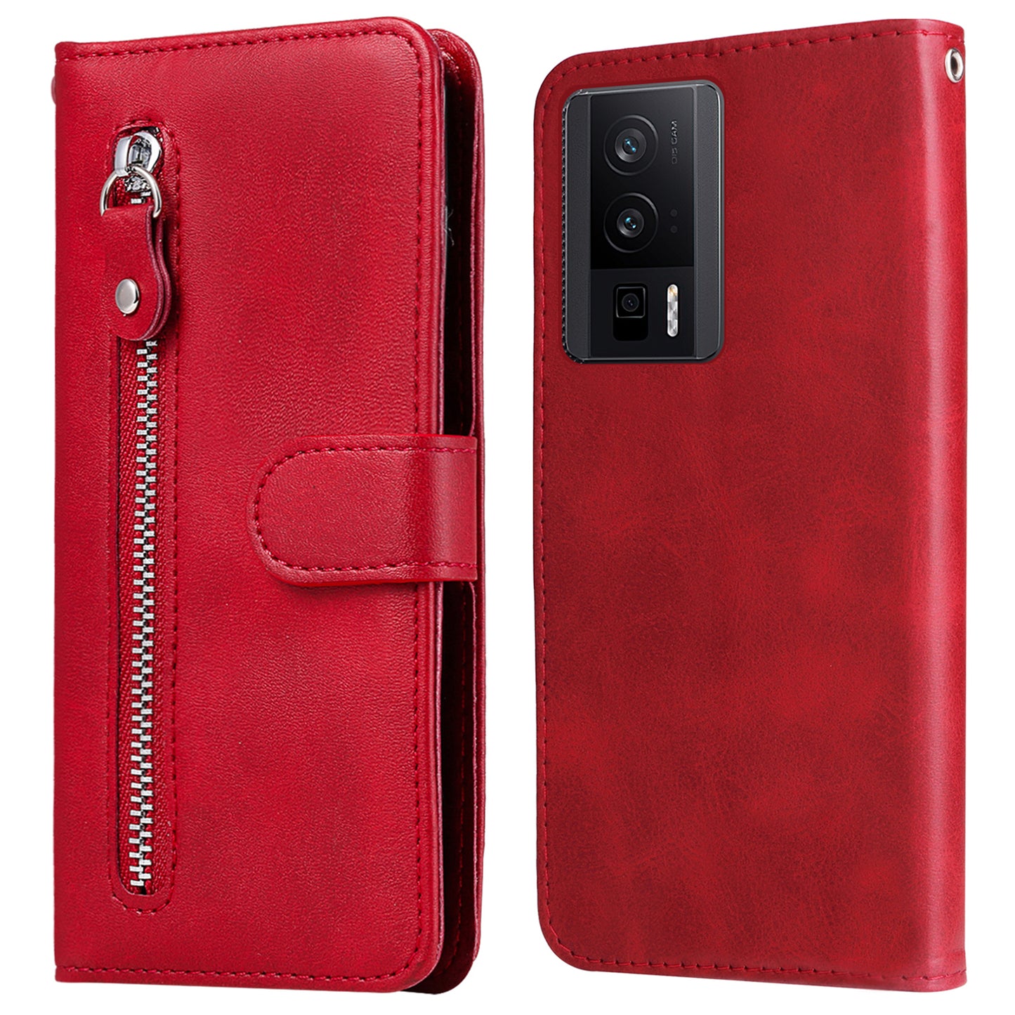 For Xiaomi Poco F5 Pro 5G / Redmi K60 Pro 5G / K60 5G Zipper Pocket Phone Case Calf Texture PU Leather Stand Wallet Cover