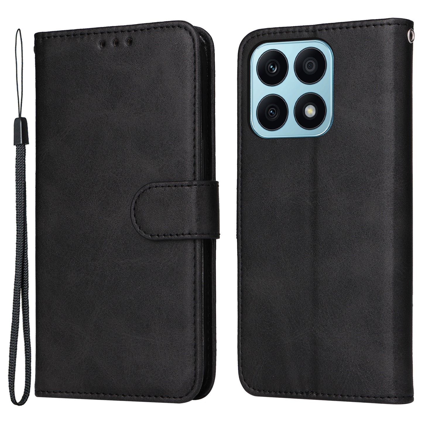 For Honor X8a 4G Phone Wallet Case Calf Texture PU Leather Stand Cell Phone Cover