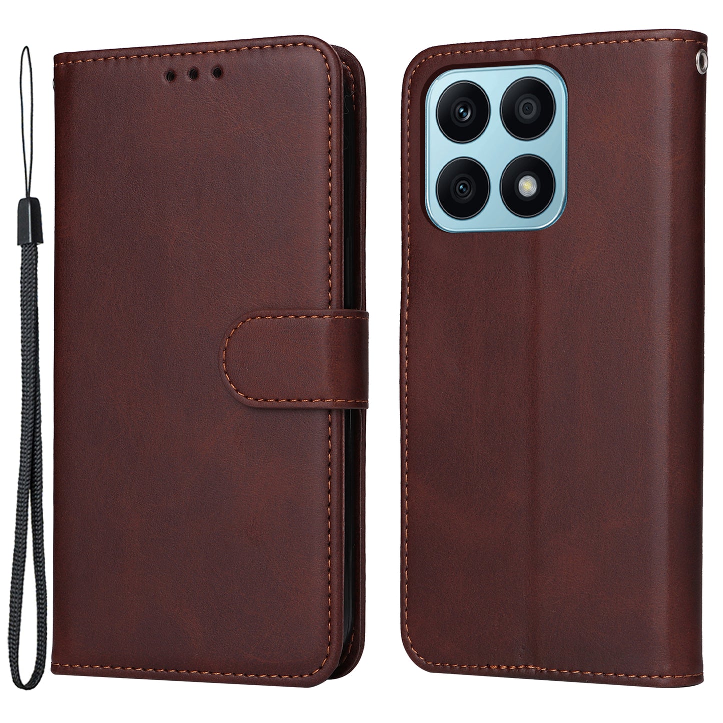 For Honor X8a 4G Phone Wallet Case Calf Texture PU Leather Stand Cell Phone Cover