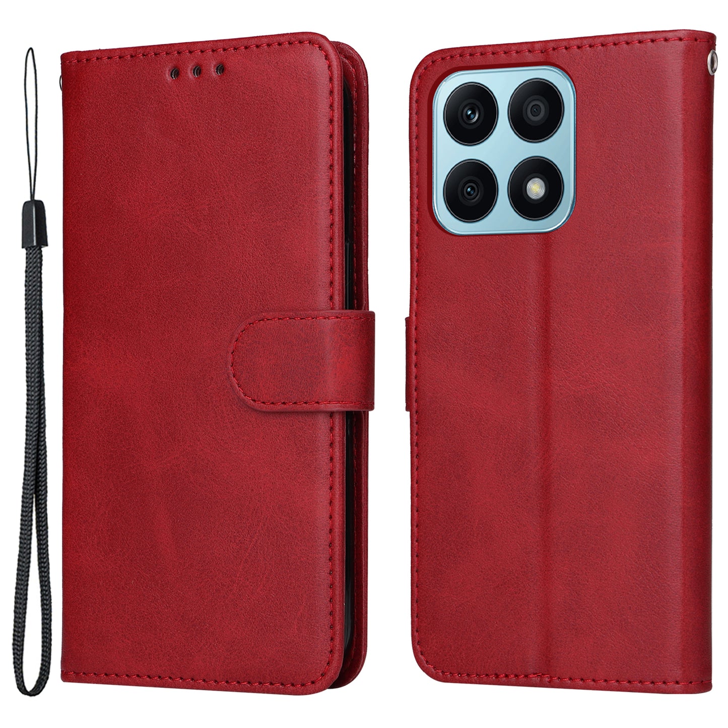 For Honor X8a 4G Phone Wallet Case Calf Texture PU Leather Stand Cell Phone Cover