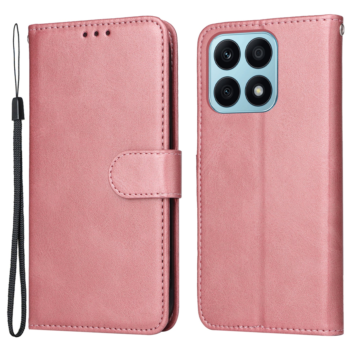 For Honor X8a 4G Phone Wallet Case Calf Texture PU Leather Stand Cell Phone Cover