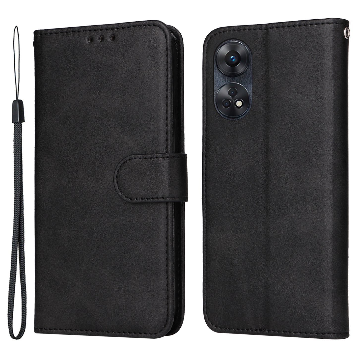 For Oppo Reno8 T 4G Phone Leather Case Calf Texture Stand Wallet Protective Phone Cover