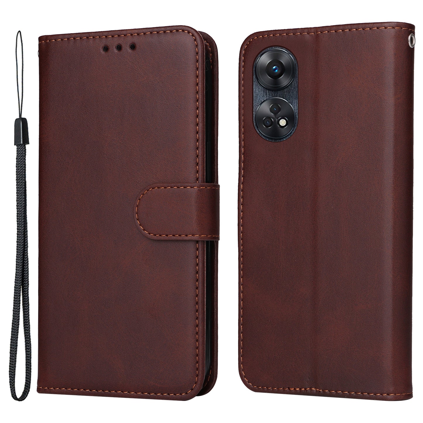 For Oppo Reno8 T 4G Phone Leather Case Calf Texture Stand Wallet Protective Phone Cover