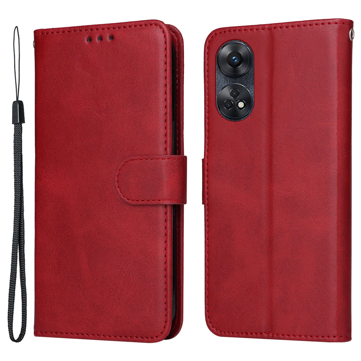 For Oppo Reno8 T 4G Phone Leather Case Calf Texture Stand Wallet Protective Phone Cover