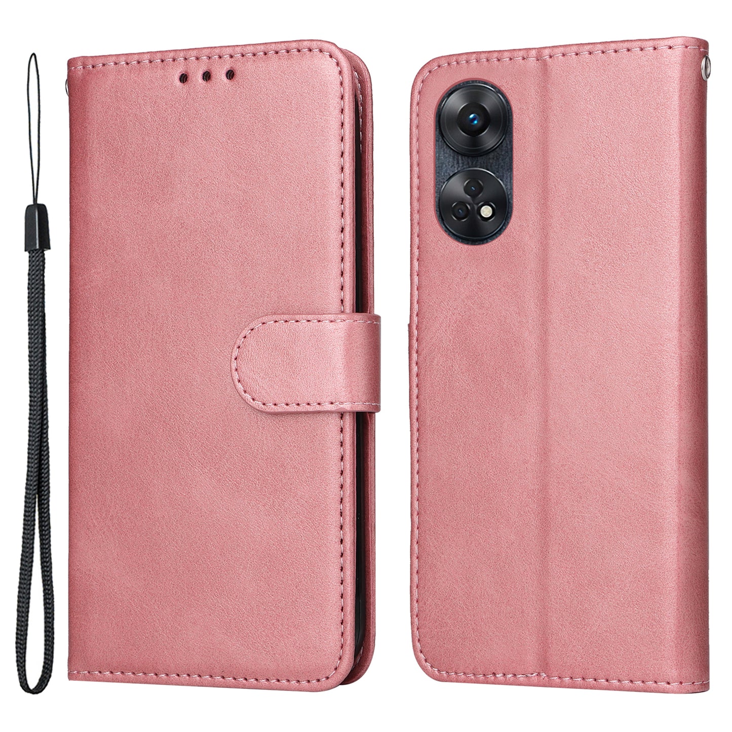 For Oppo Reno8 T 4G Phone Leather Case Calf Texture Stand Wallet Protective Phone Cover