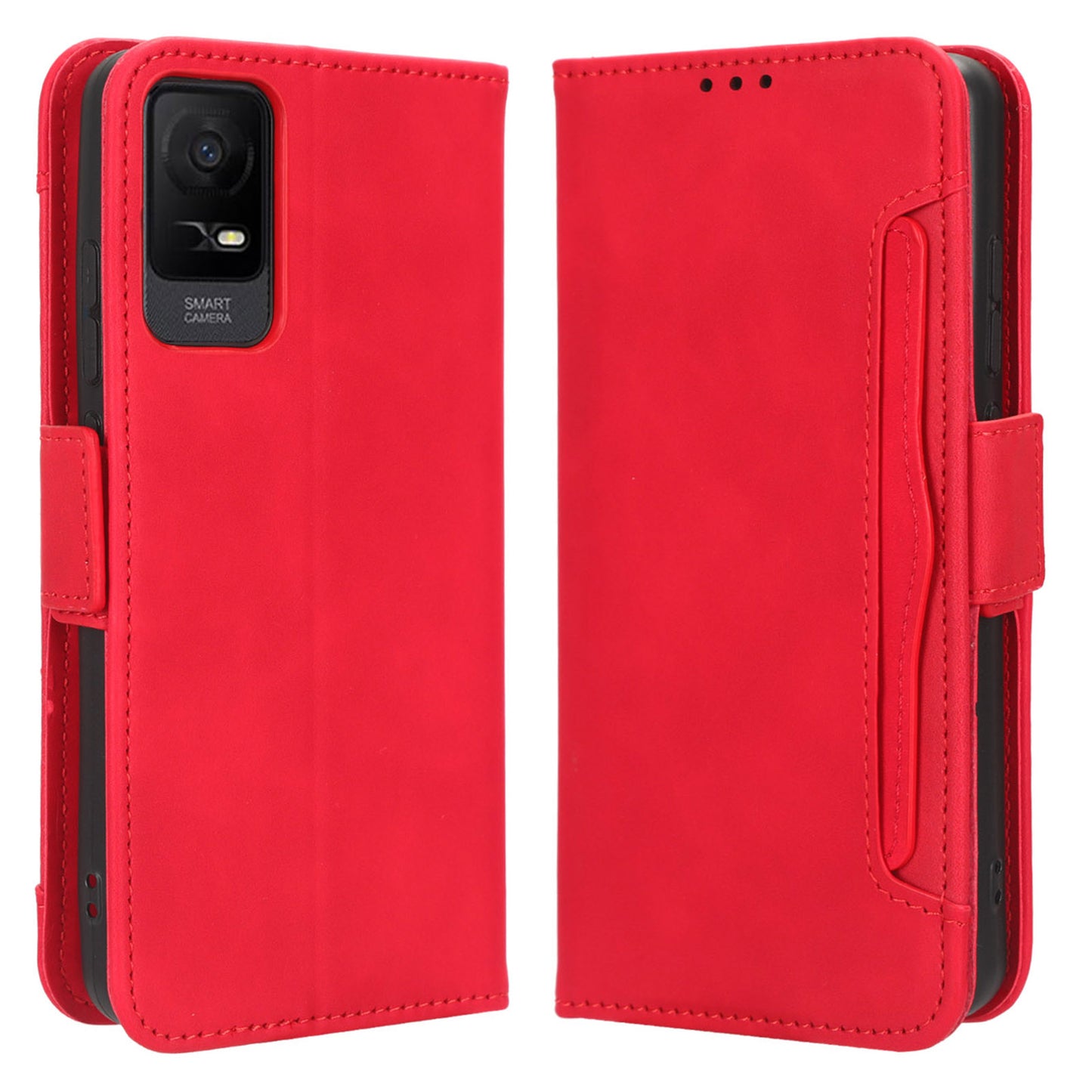 For TCL Ion X PU Leather Phone Case Multiple Card Slots Mobile Phone Cover with Wallet Stand