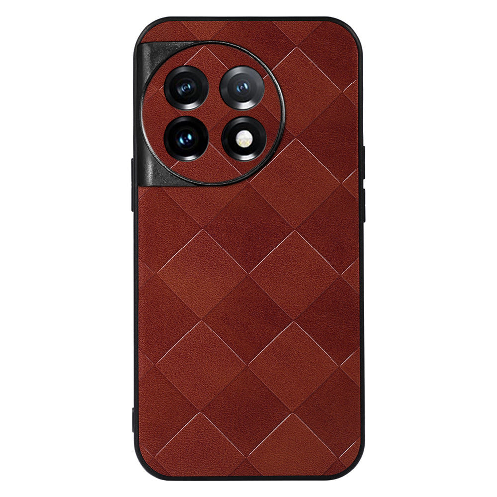 For OnePlus Ace 2 5G / 11R 5G PC+TPU+PU Leather Phone Cover Anti-Scratch Grid Texture Cell Phone Case