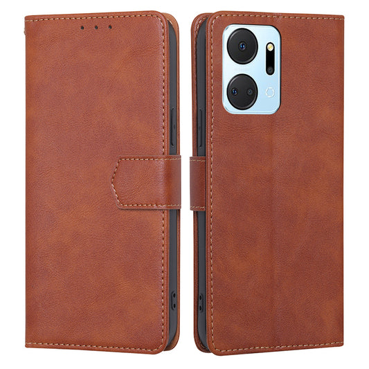 For Honor X7a 4G Cowhide Texture RFID Blocking Phone Case PU Leather Wallet Stand Phone Cover