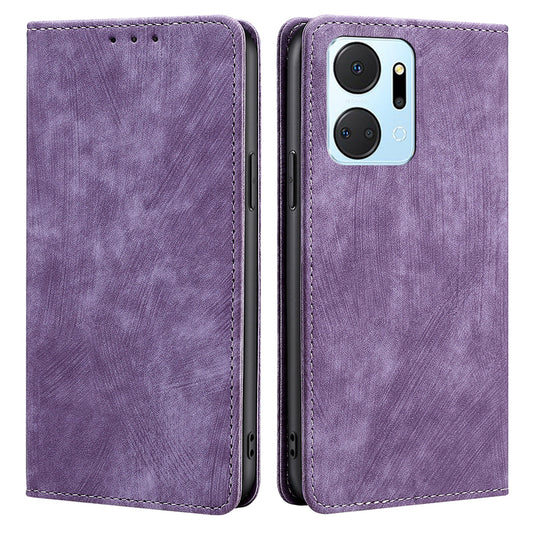 For Honor X7a 5G RFID Blocking Protective Cover Magnetic Leather Wallet Phone Stand Case