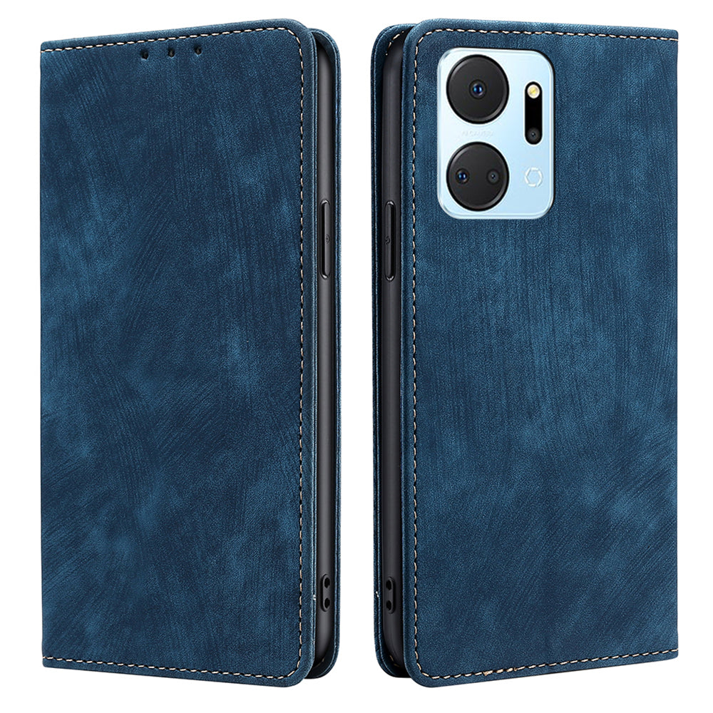 For Honor X7a 5G RFID Blocking Protective Cover Magnetic Leather Wallet Phone Stand Case