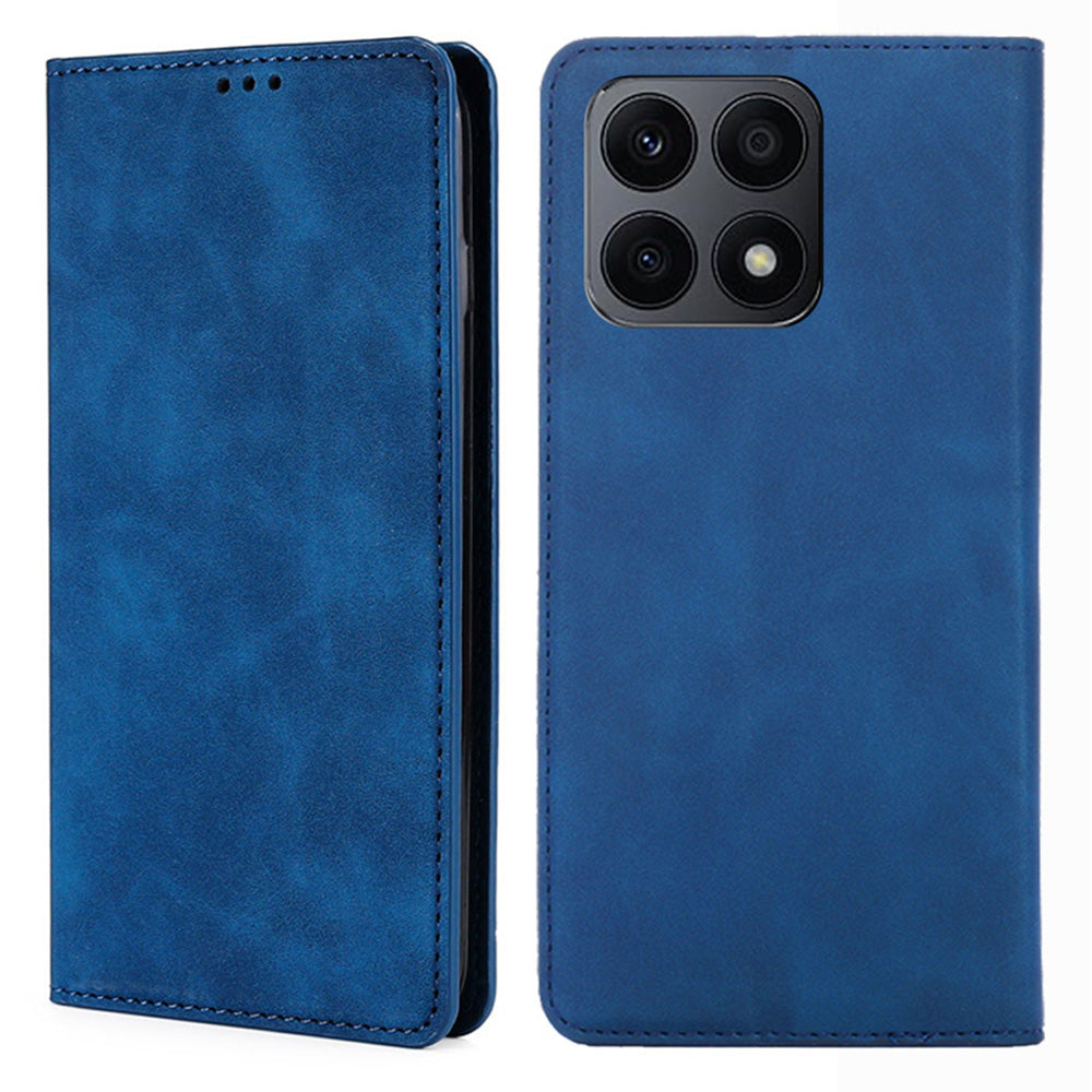 For Honor X8a 4G Card Holder PU Leather Flip Case Stand Skin-touch Feeling Cell Phone Cover