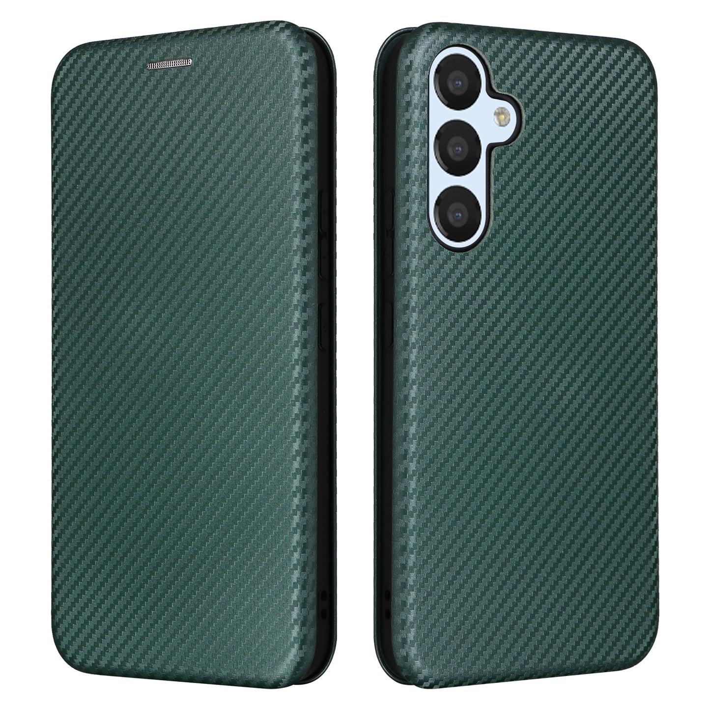 For Samsung Galaxy M14 5G Leather Anti-drop Cover Carbon Fiber Texture Phone Stand Case with Card Holder