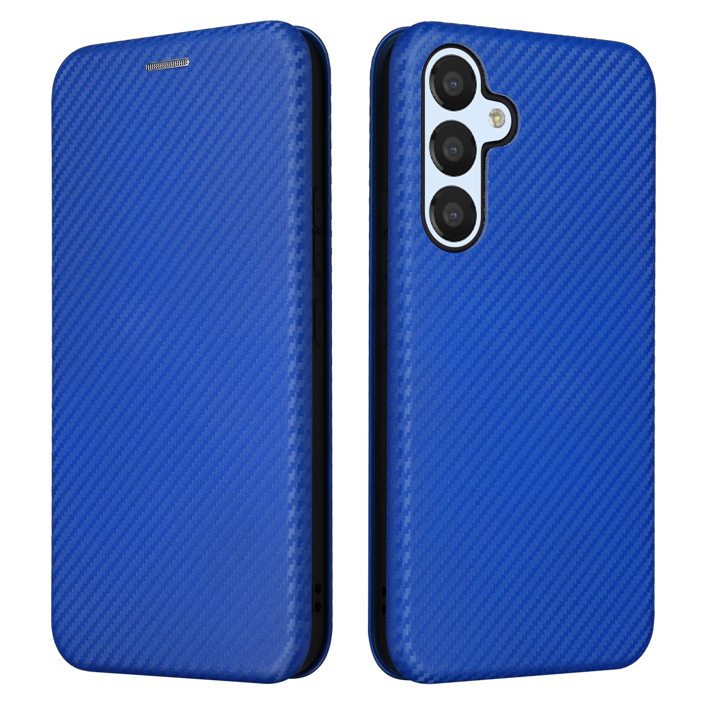 For Samsung Galaxy M14 5G Leather Anti-drop Cover Carbon Fiber Texture Phone Stand Case with Card Holder