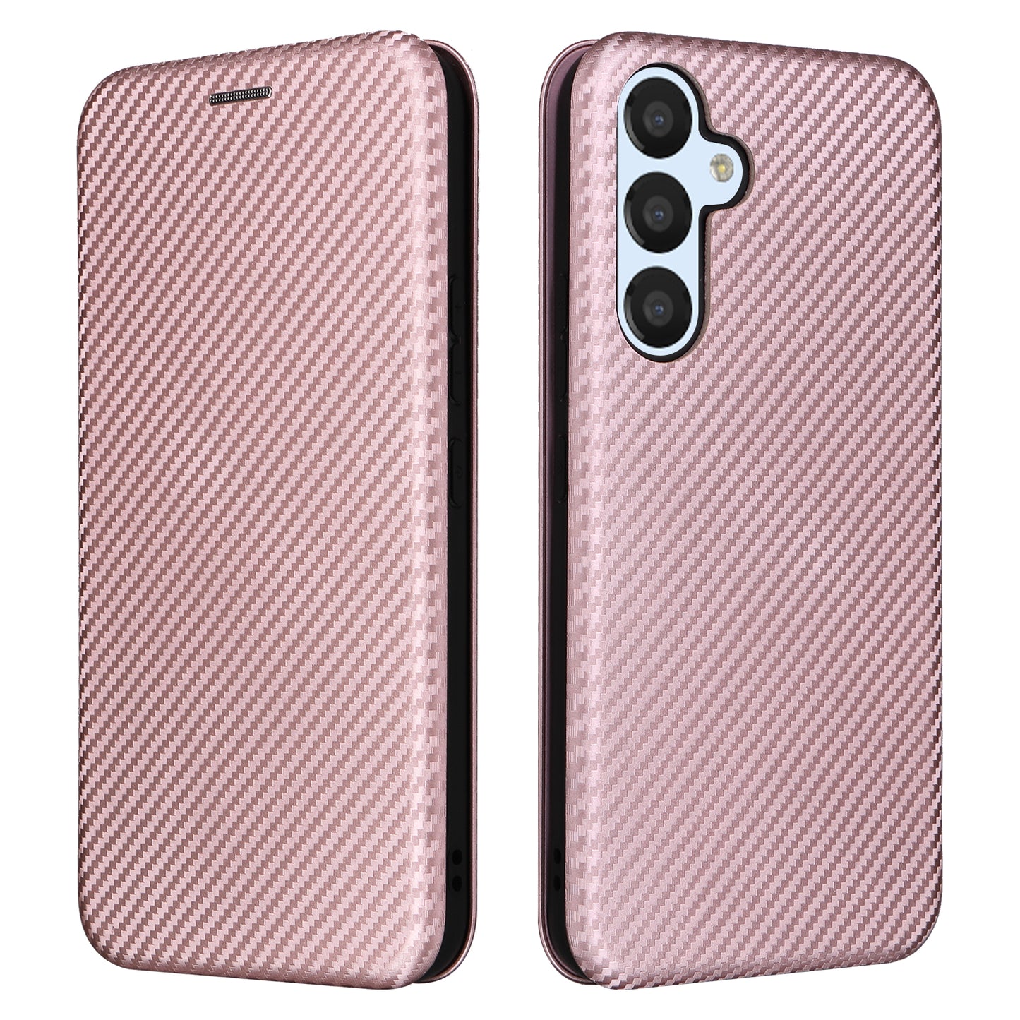 For Samsung Galaxy M14 5G Leather Anti-drop Cover Carbon Fiber Texture Phone Stand Case with Card Holder