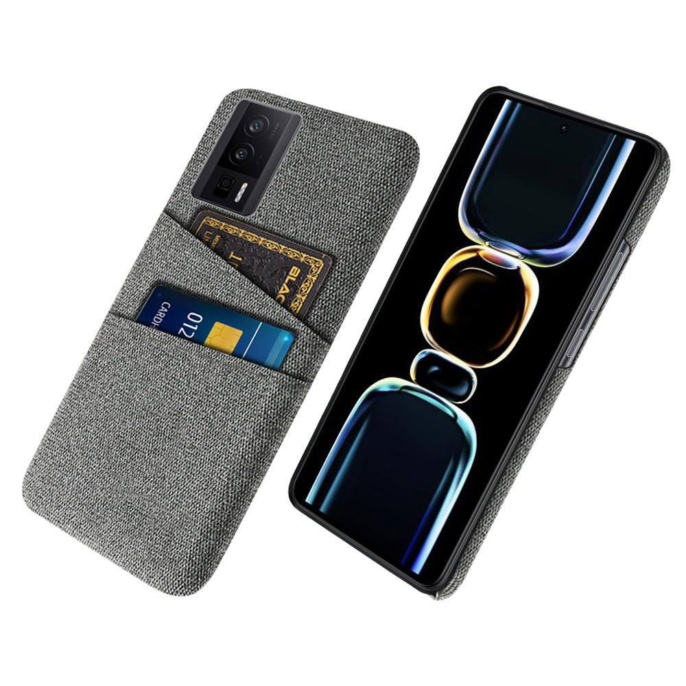 For Xiaomi Poco F5 Pro 5G / Redmi K60 Pro 5G / K60 5G Hard PC + Cloth Phone Case Protective Cover with 2 Card Slots