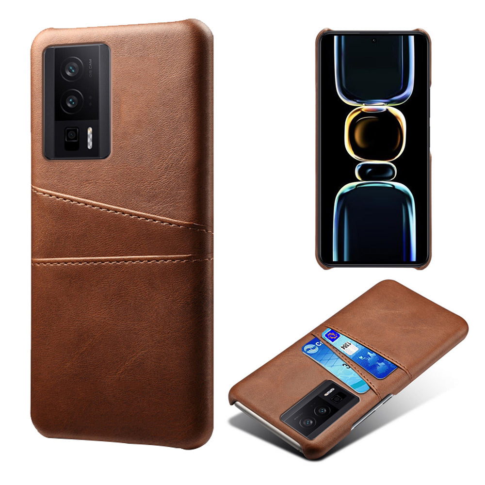 For Xiaomi Poco F5 Pro 5G / Redmi K60 Pro 5G / K60 5G PU Leather + Hard PC Phone Case Dual Card Holder Ultra Thin Protective Shell Cover