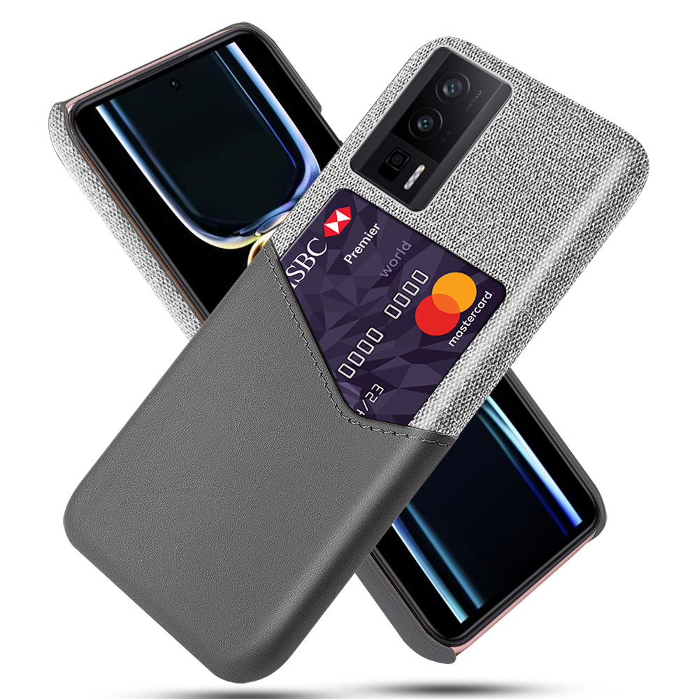 For Xiaomi Poco F5 Pro 5G / Redmi K60 Pro 5G / K60 5G PU Leather Coated PC Card Holder Case Cloth Texture Anti-Slip Phone Cover
