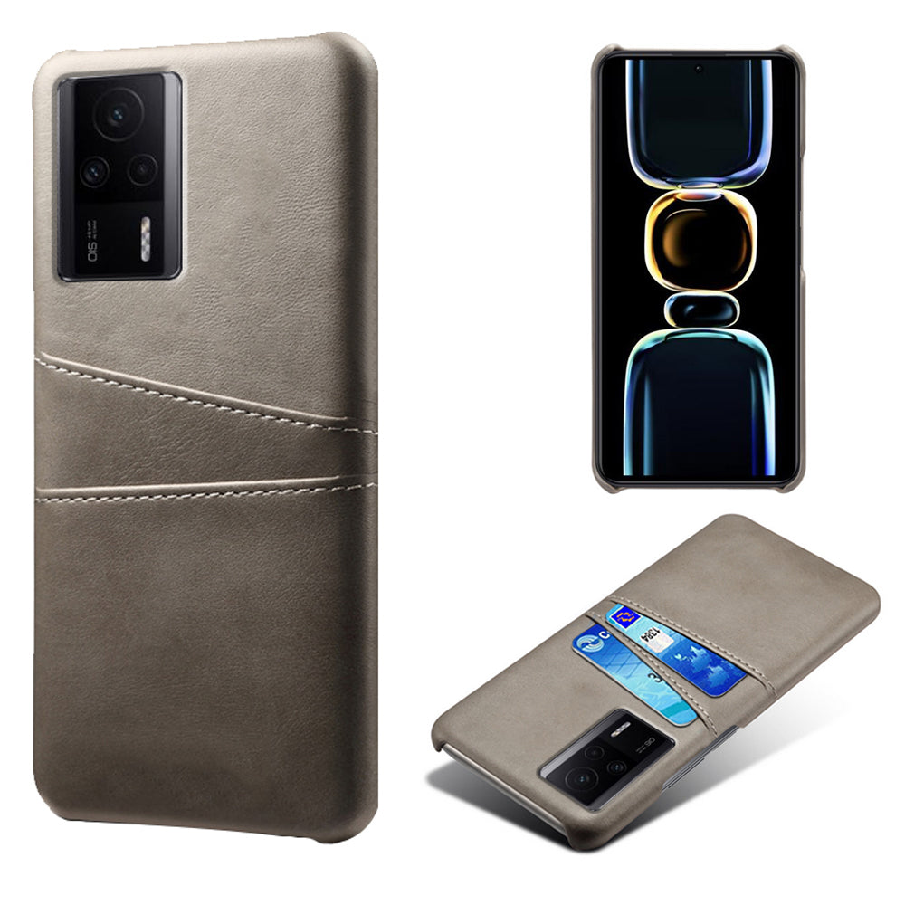 For Xiaomi Redmi K60E 5G Phone Case with 2 Card Slots Pocket PU Leather + Hard PC Protective Cover