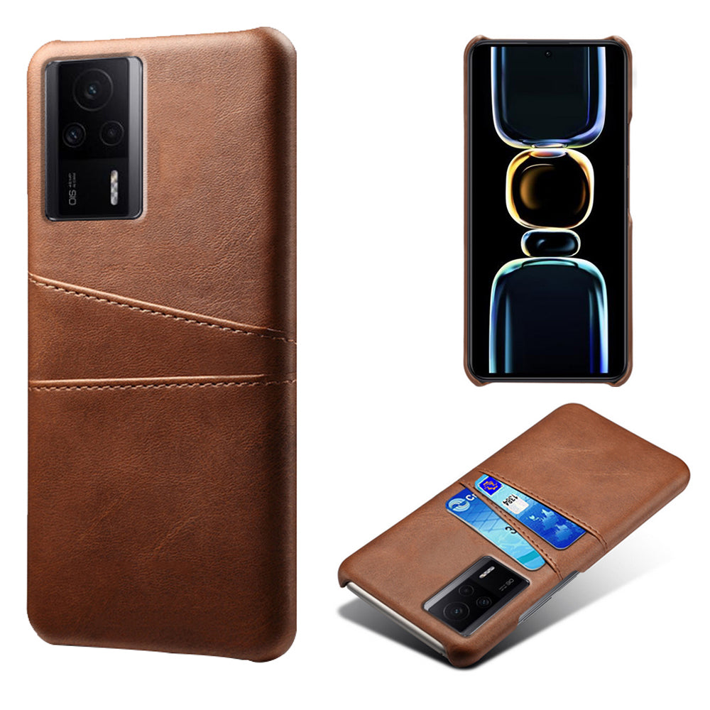 For Xiaomi Redmi K60E 5G Phone Case with 2 Card Slots Pocket PU Leather + Hard PC Protective Cover