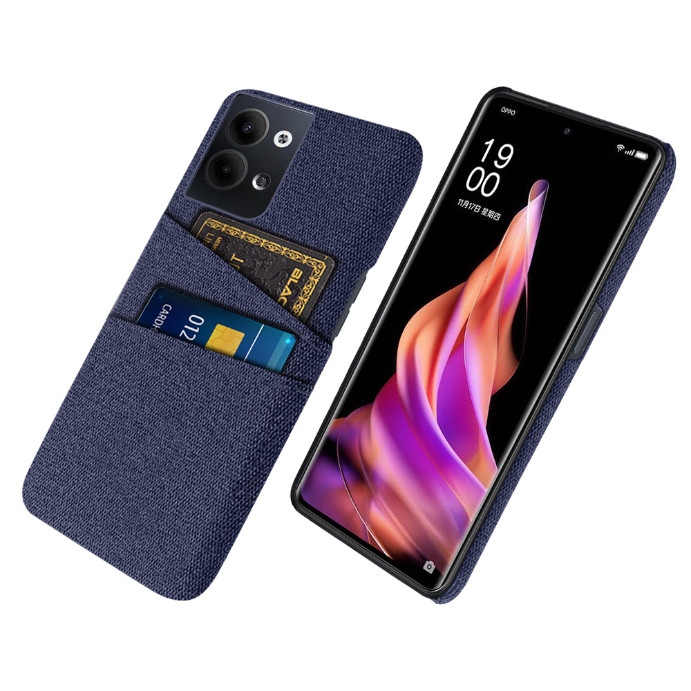 For Oppo Reno9 5G / Reno9 Pro 5G Protective Cover Hard PC + Cloth Phone Case with 2 Card Slots