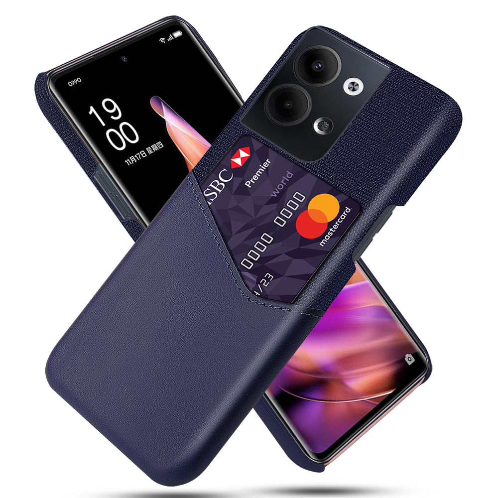 For Oppo Reno9 5G / Reno9 Pro 5G Cloth Texture Phone Case Card Holder PU Leather Coated PC Cover