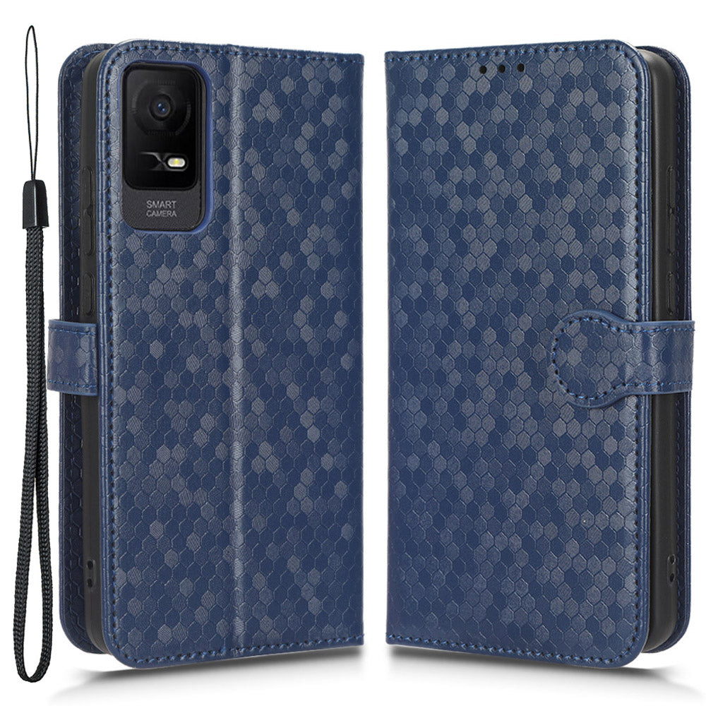 For TCL Ion X PU Leather Stand Wallet Phone Case Dot Pattern Imprinted Smartphone Cover