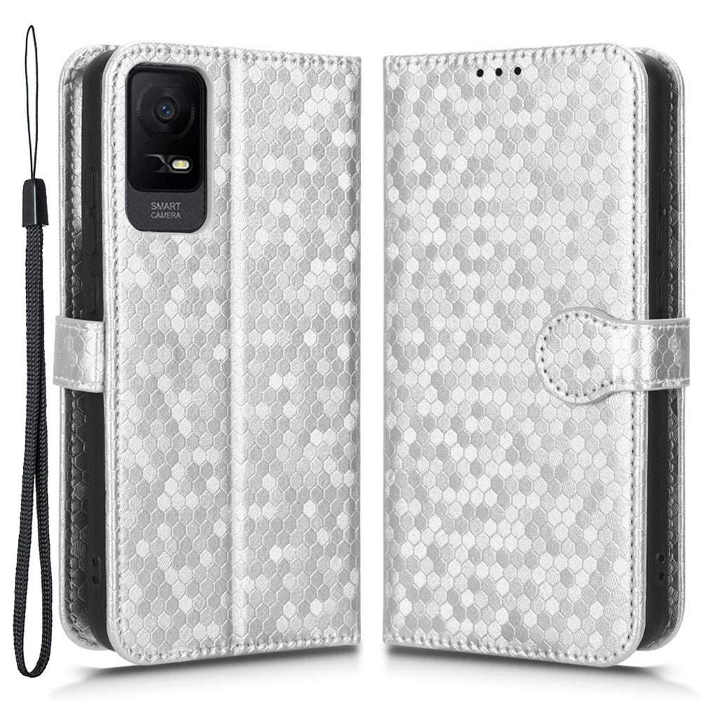 For TCL Ion X PU Leather Stand Wallet Phone Case Dot Pattern Imprinted Smartphone Cover