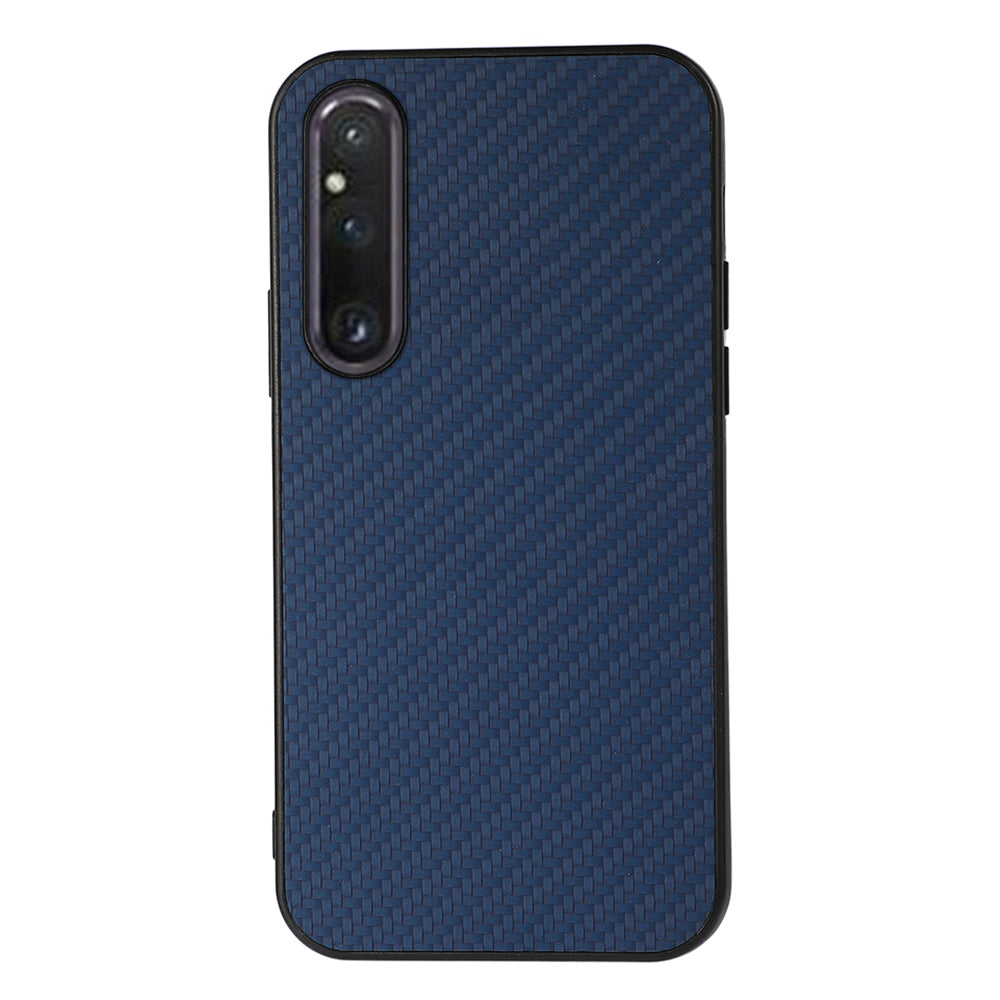 For Sony Xperia 1 V Slim Carbon Fiber Texture Phone Case PU Leather Coated TPU Drop Protection Cover