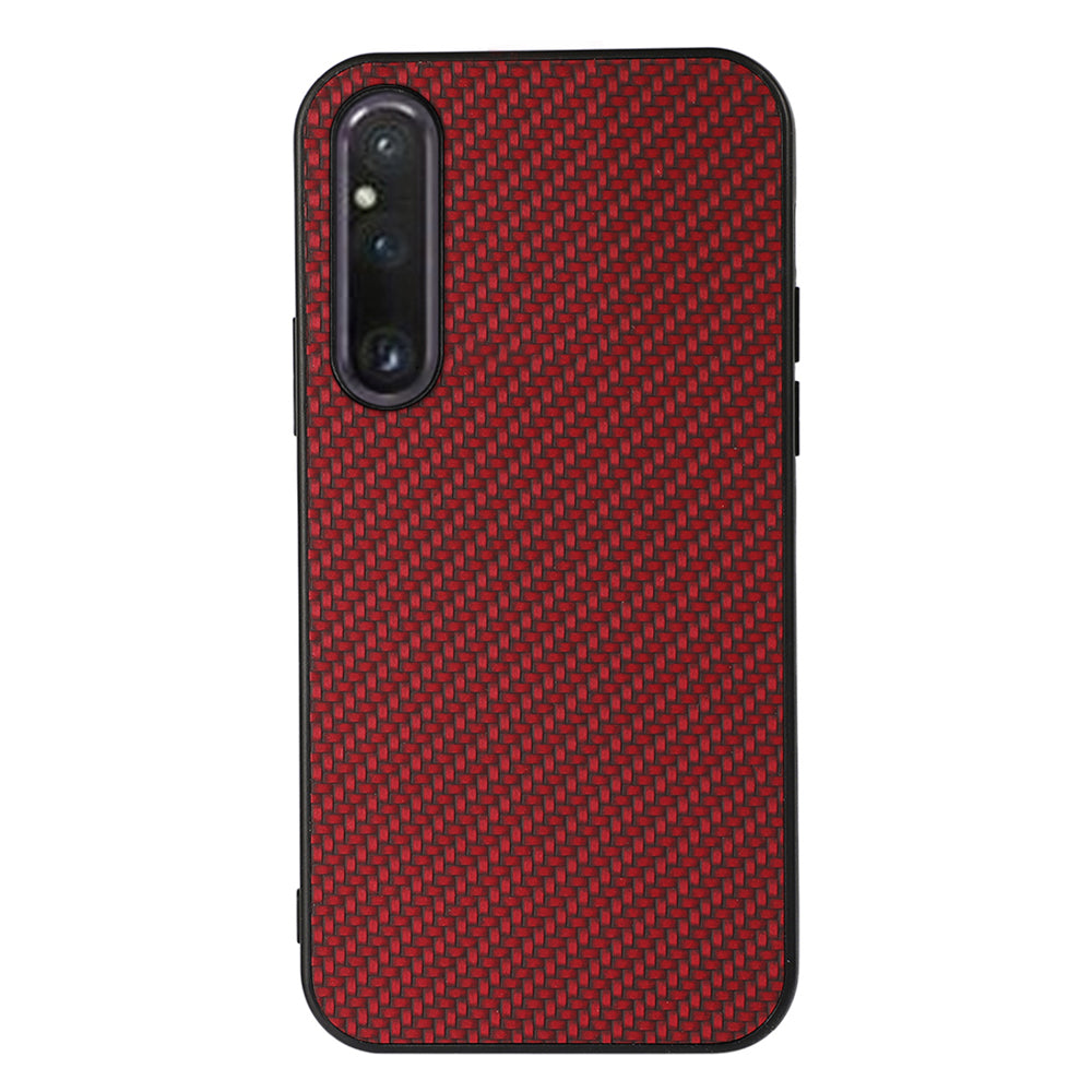 For Sony Xperia 1 V Slim Carbon Fiber Texture Phone Case PU Leather Coated TPU Drop Protection Cover