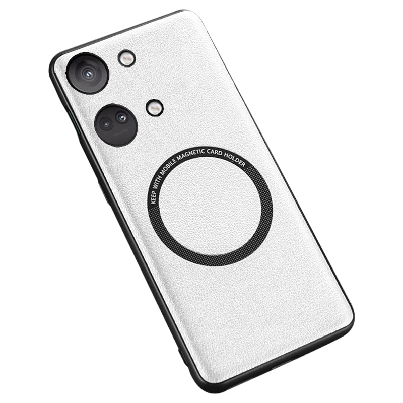 For OnePlus Ace 2V PU Leather Coated TPU+PC Anti-drop Cover Compatible with MagSafe Charger Phone Case