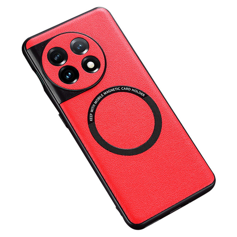 For OnePlus Ace 2 5G / 11R 5G Compatible with MagSafe Charger PU Leather Coated TPU+PC Anti-drop Cover Phone Case