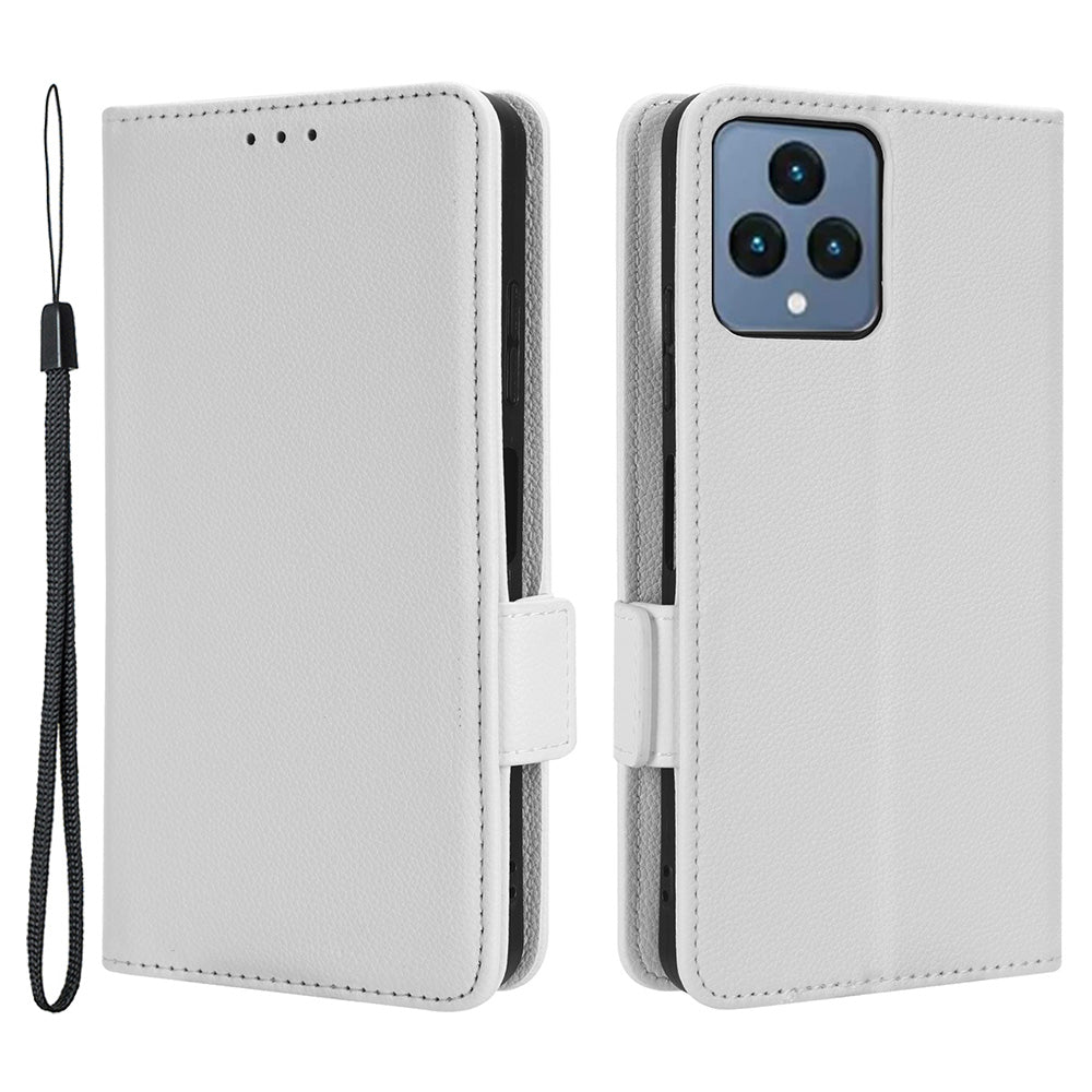 For T-Mobile REVVL 6 5G / T Phone 5G / Telekom T Phone 5G Leather Phone Case Wallet Litchi Texture Phone Stand Cover