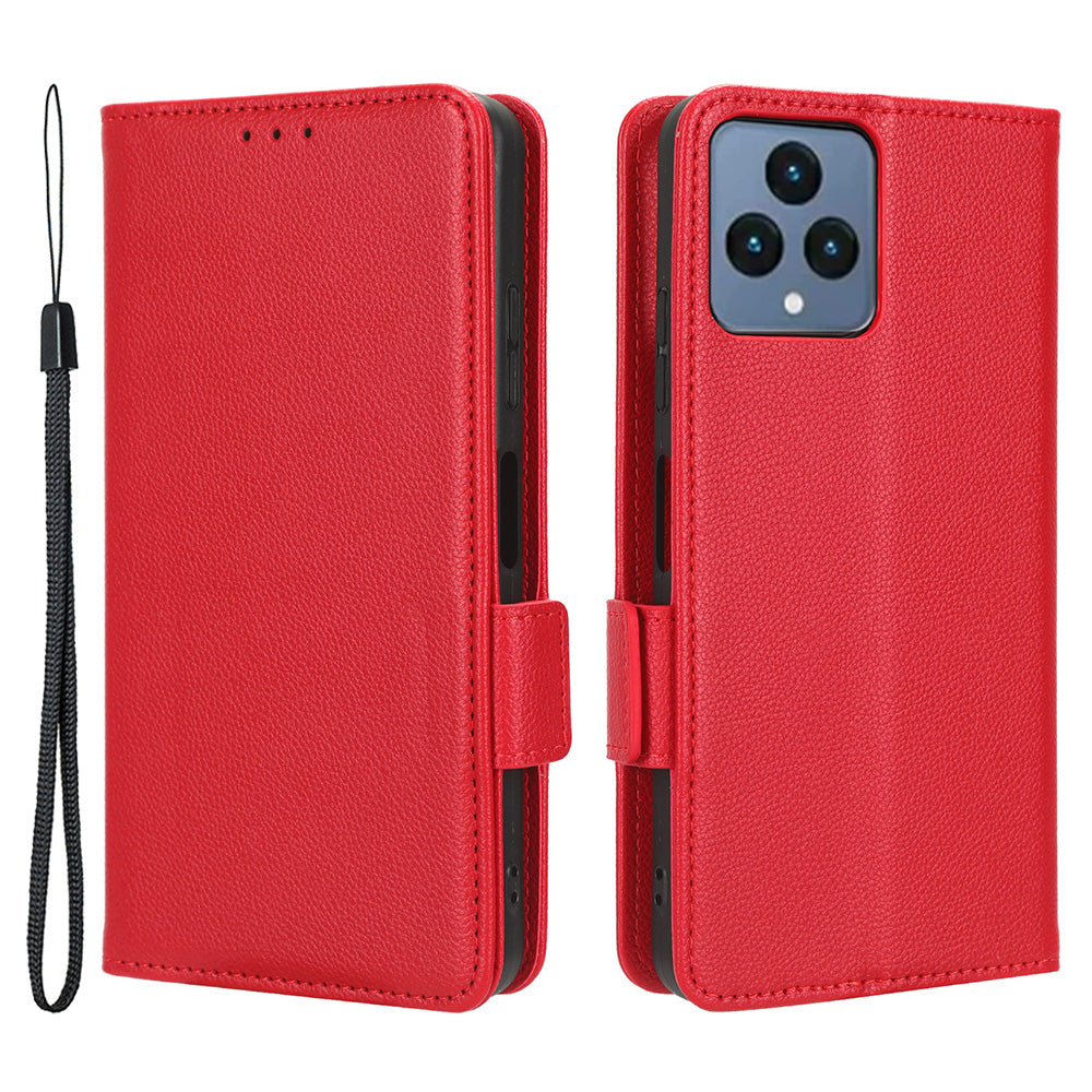 For T-Mobile REVVL 6 5G / T Phone 5G / Telekom T Phone 5G Leather Phone Case Wallet Litchi Texture Phone Stand Cover