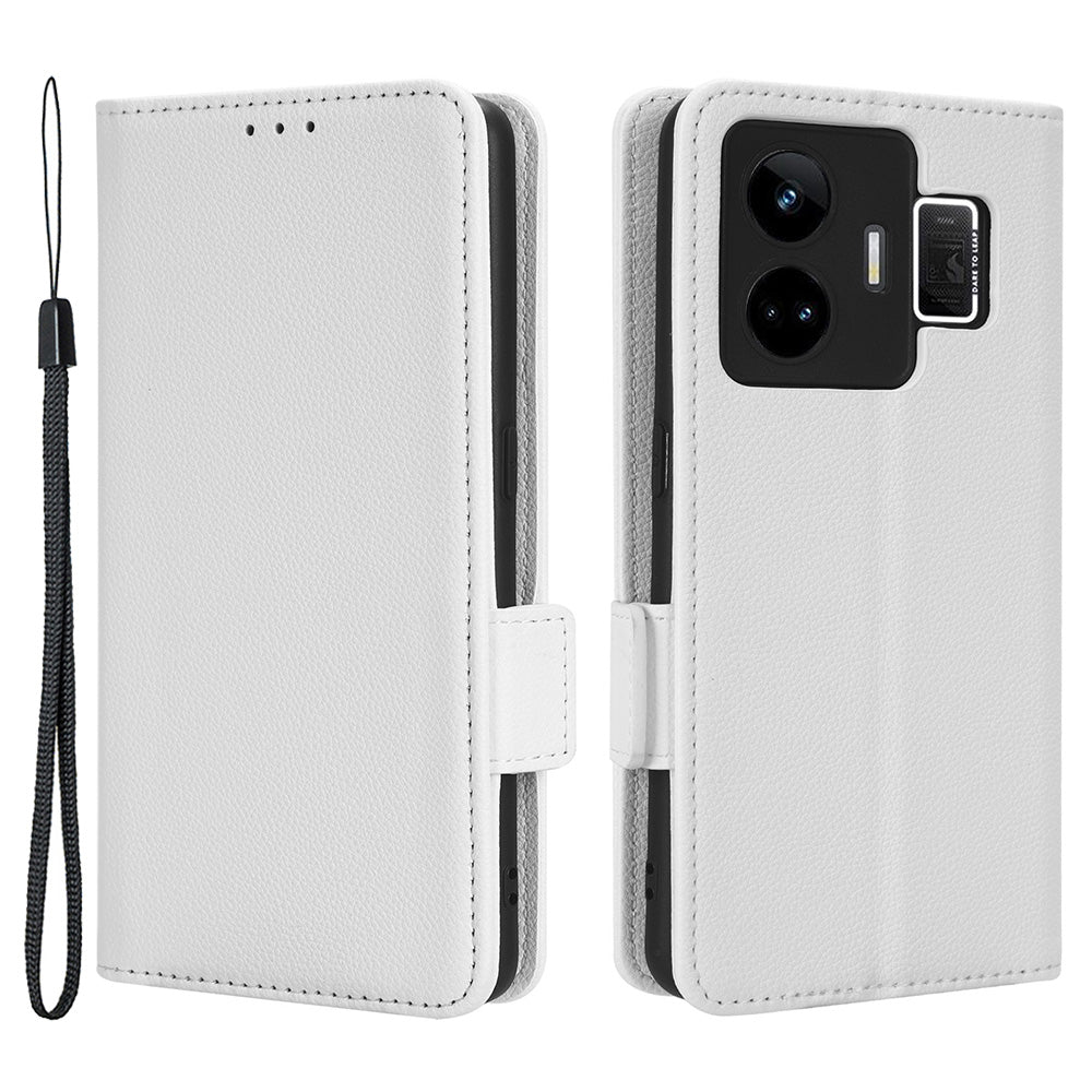 For Realme GT Neo 5 5G / GT3 5G Dual Magnetic Clasp Cover Wallet Stand Litchi Texture PU Leather+TPU Phone Case
