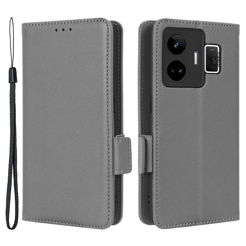 For Realme GT Neo 5 5G / GT3 5G Dual Magnetic Clasp Cover Wallet Stand Litchi Texture PU Leather+TPU Phone Case
