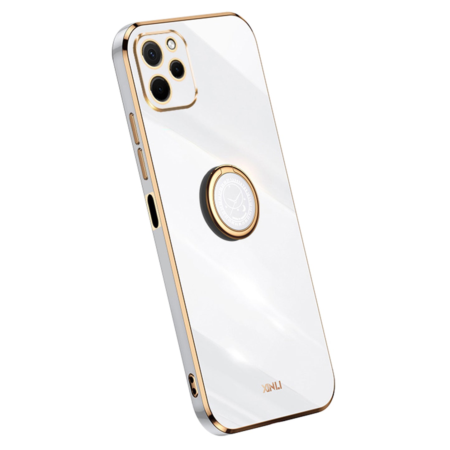 XINLI For Huawei nova Y61 4G Ring Holder Kickstand Phone TPU Case Electroplating Phone Cover