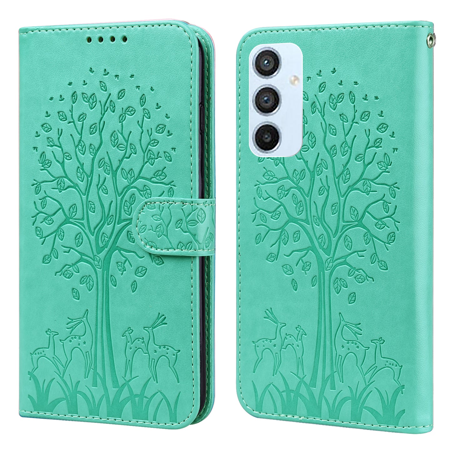 For Samsung Galaxy A54 5G PU Leather Wallet Phone Case Deer Tree Pattern Stand Cover