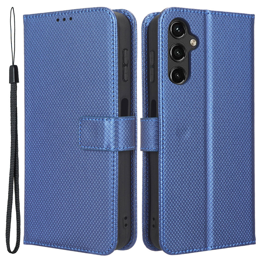 For Samsung Galaxy A24 4G PU Leather Phone Case Wallet Stand Diamond Texture Protective Cover