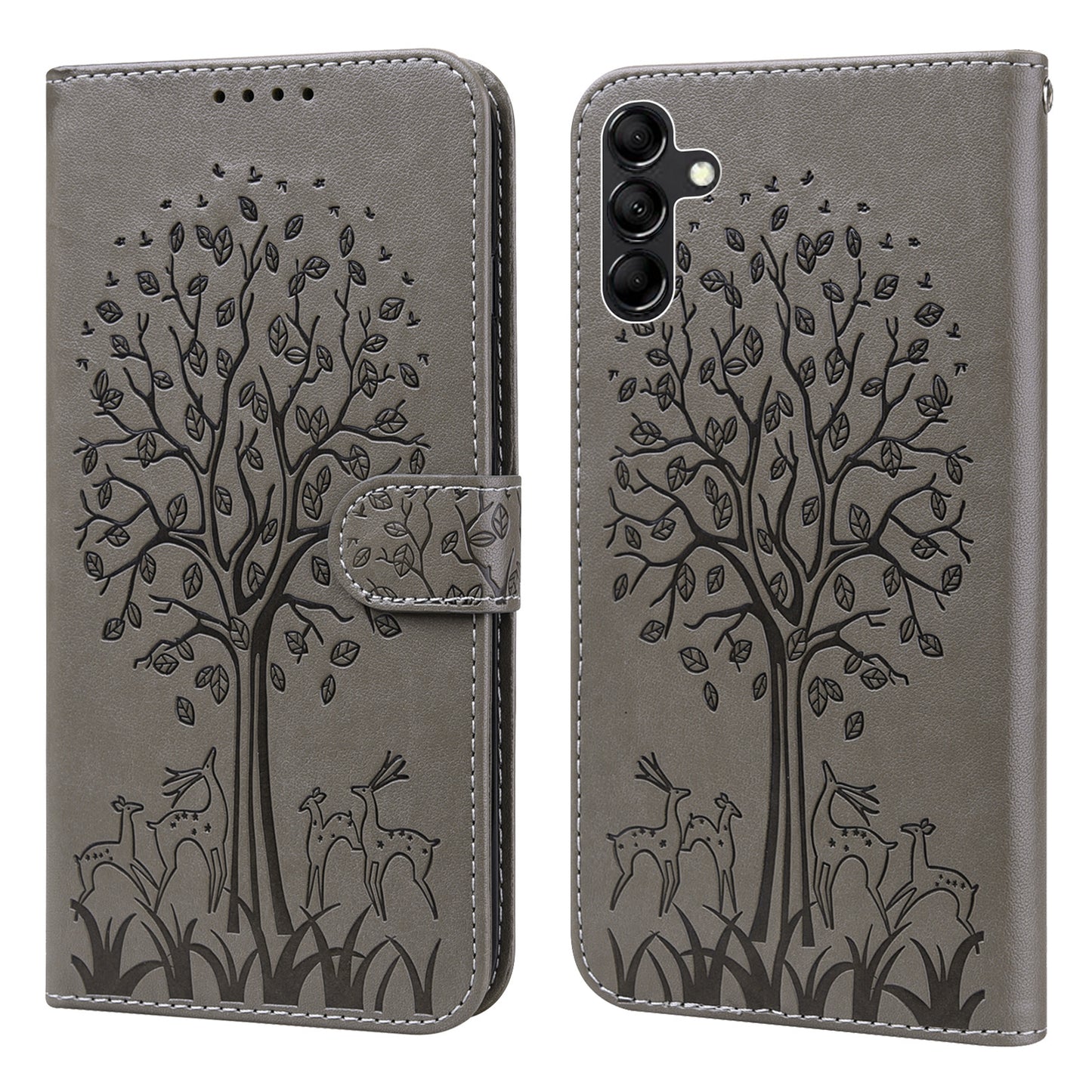 For Samsung Galaxy A34 5G PU Leather Flip Wallet Phone Case Deer Tree Pattern Stand Magnetic Cover