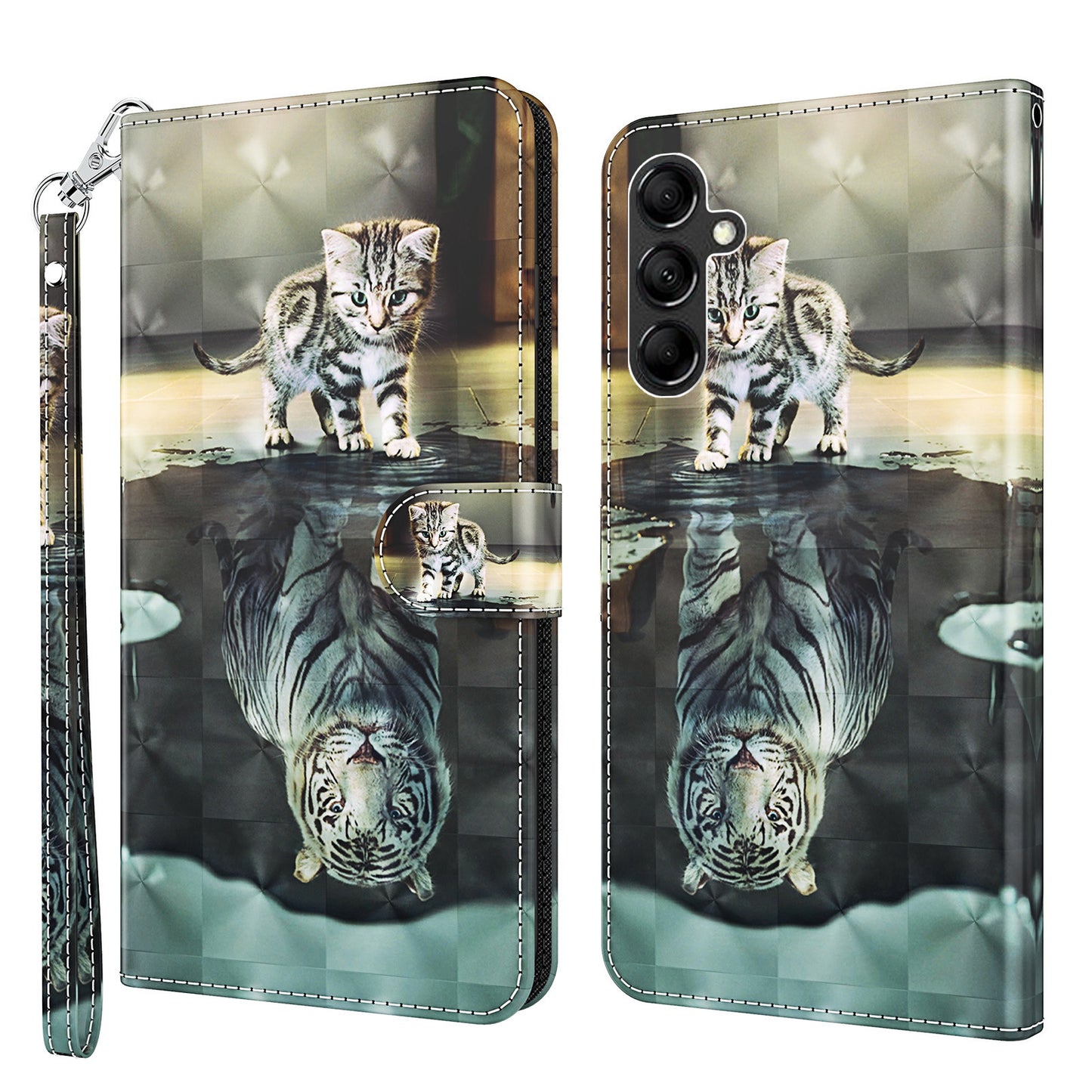 For Samsung Galaxy A34 5G PU Leather Phone Case 3D Pattern Printing Stand Wallet Flip Cover