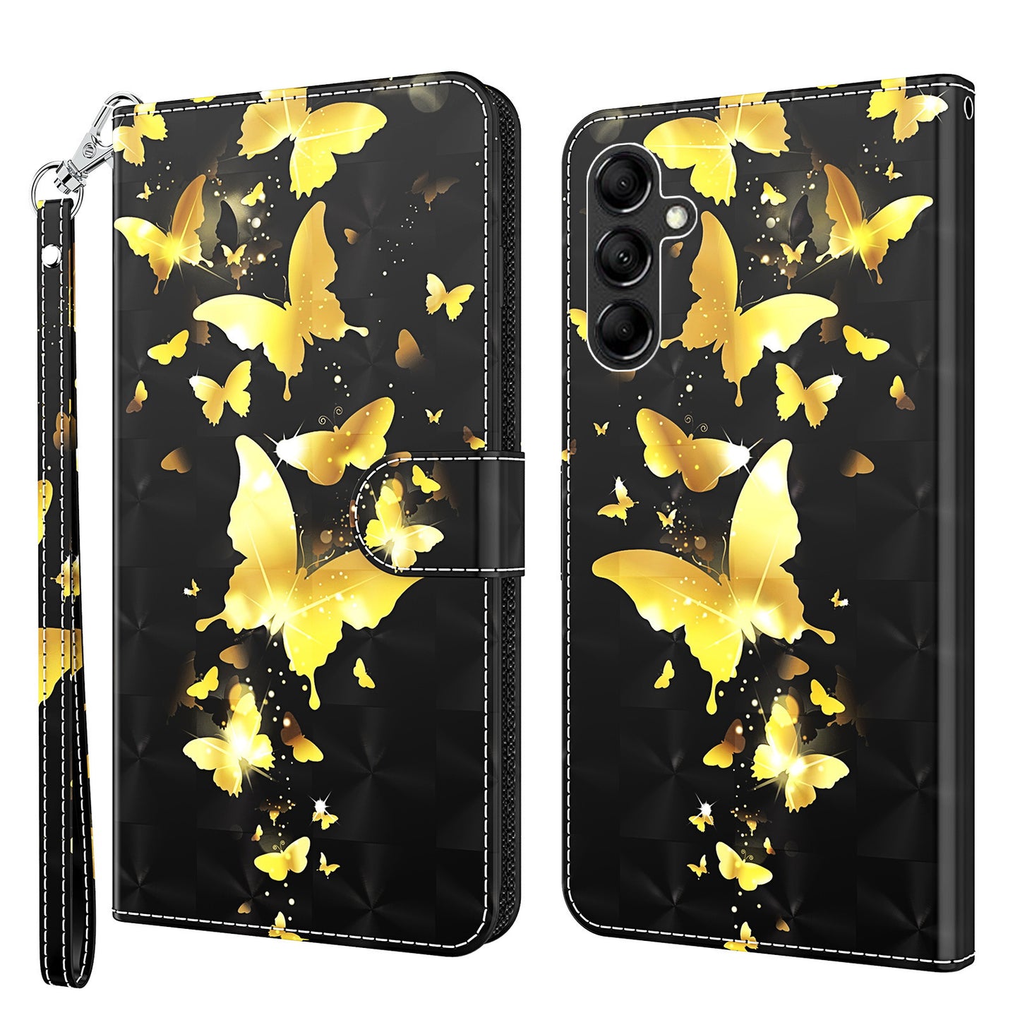 For Samsung Galaxy A34 5G PU Leather Phone Case 3D Pattern Printing Stand Wallet Flip Cover